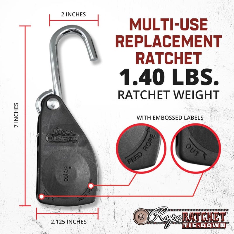 Rope Ratchet 3/8" Tie Down Pulley Hanger, Ratchet Only, No Rope Included - Heavy Duty Locking Mechanism, Tightener for Shade Sails, Hammocks, Canopy Anchoring, Garden Hoisting, Outdoor Use, 250 lbs - Image 4